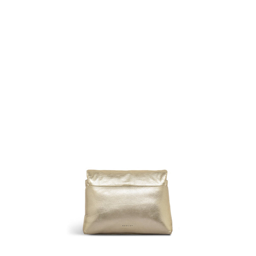 Bond Court Leather Small Flapover Crossbody Bag in Icy Gold - H2161717