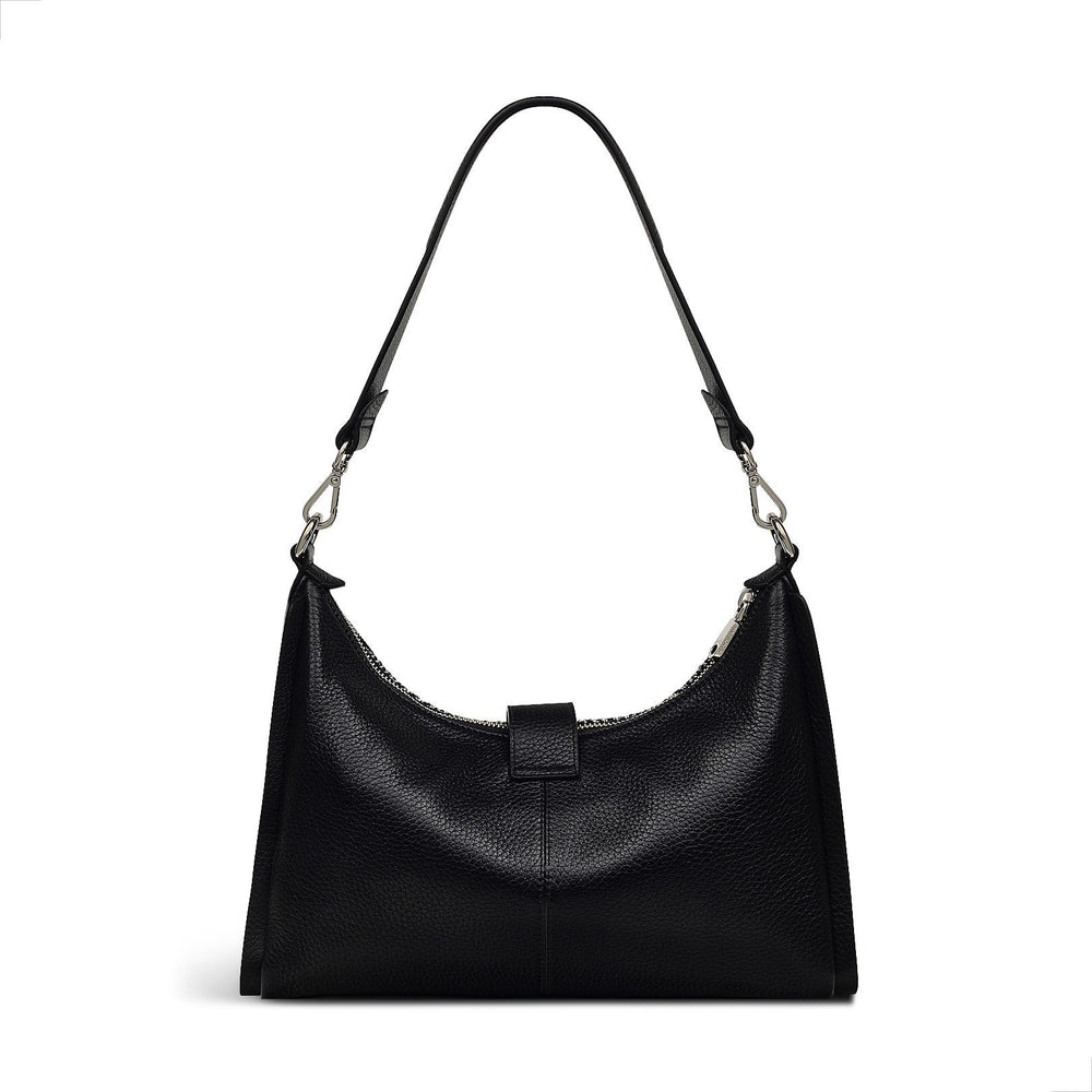 Sloane Street Leather Medium Ziptop Shoulder Bag in Black - H2177001