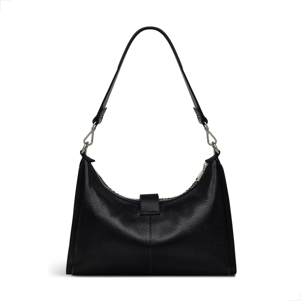 Sloane Street Leather Medium Ziptop Shoulder Bag in Black - H2177001