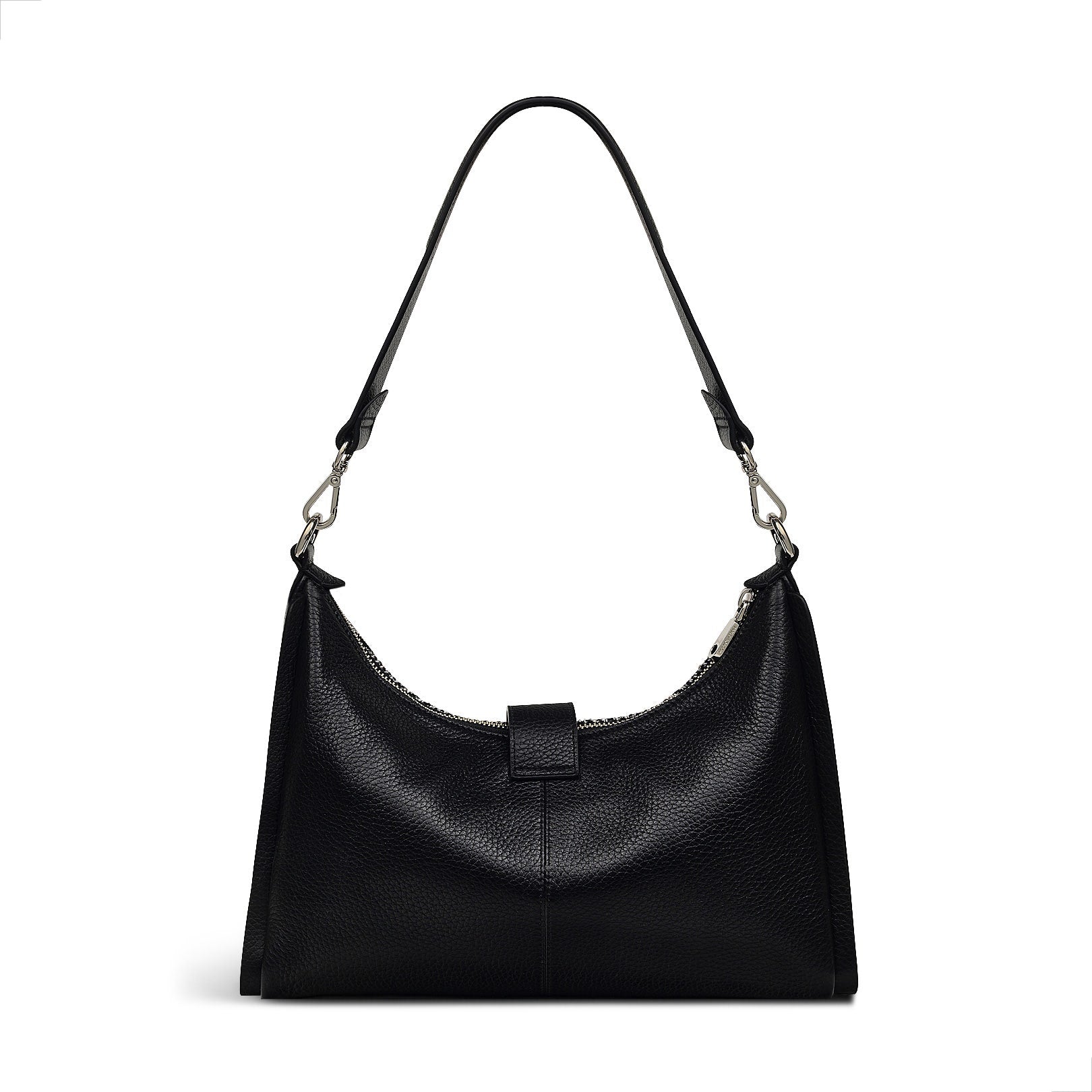 Sloane Street Leather Medium Ziptop Shoulder Bag in Black - H2177001