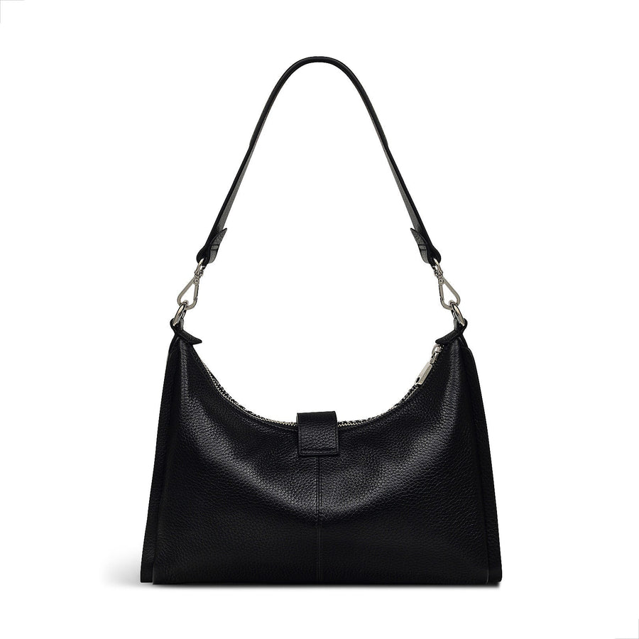 Sloane Street Leather Medium Ziptop Shoulder Bag in Black - H2177001