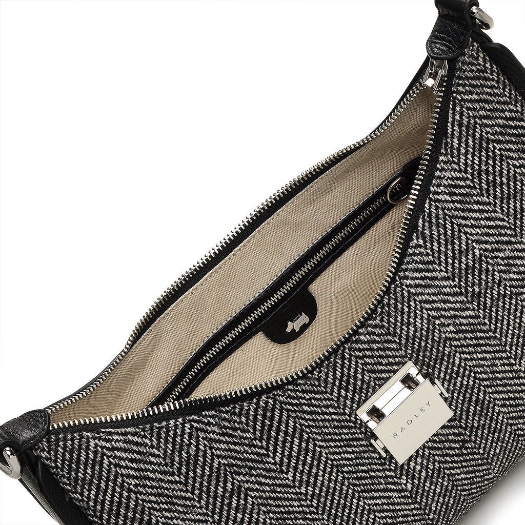 Sloane Street Leather Medium Ziptop Shoulder Bag in Black - H2177001