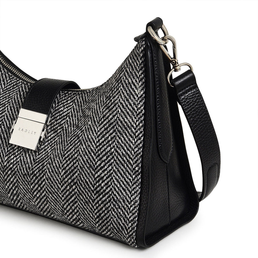 Sloane Street Leather Medium Ziptop Shoulder Bag in Black - H2177001