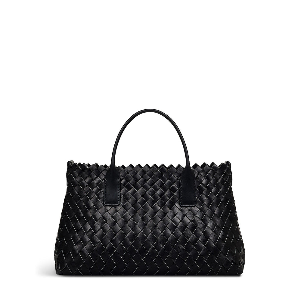 The Goswell Leather Medium Open Top Grab Bag in Black - H2183001