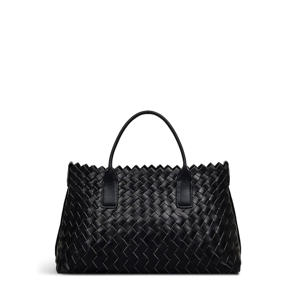 The Goswell Leather Medium Open Top Grab Bag in Black - H2183001