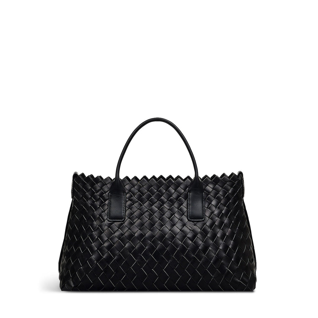 The Goswell Leather Medium Open Top Grab Bag in Black - H2183001