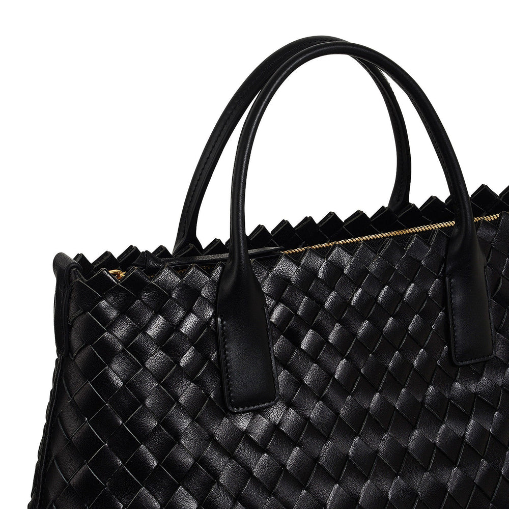 The Goswell Leather Medium Open Top Grab Bag in Black - H2183001
