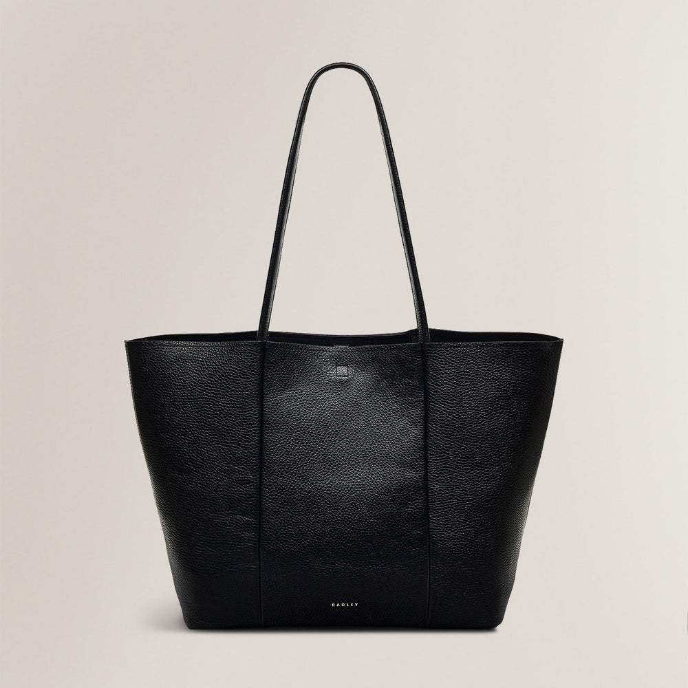 Henrietta Place Leather Large Open Top Tote Bag in Black - H2257001