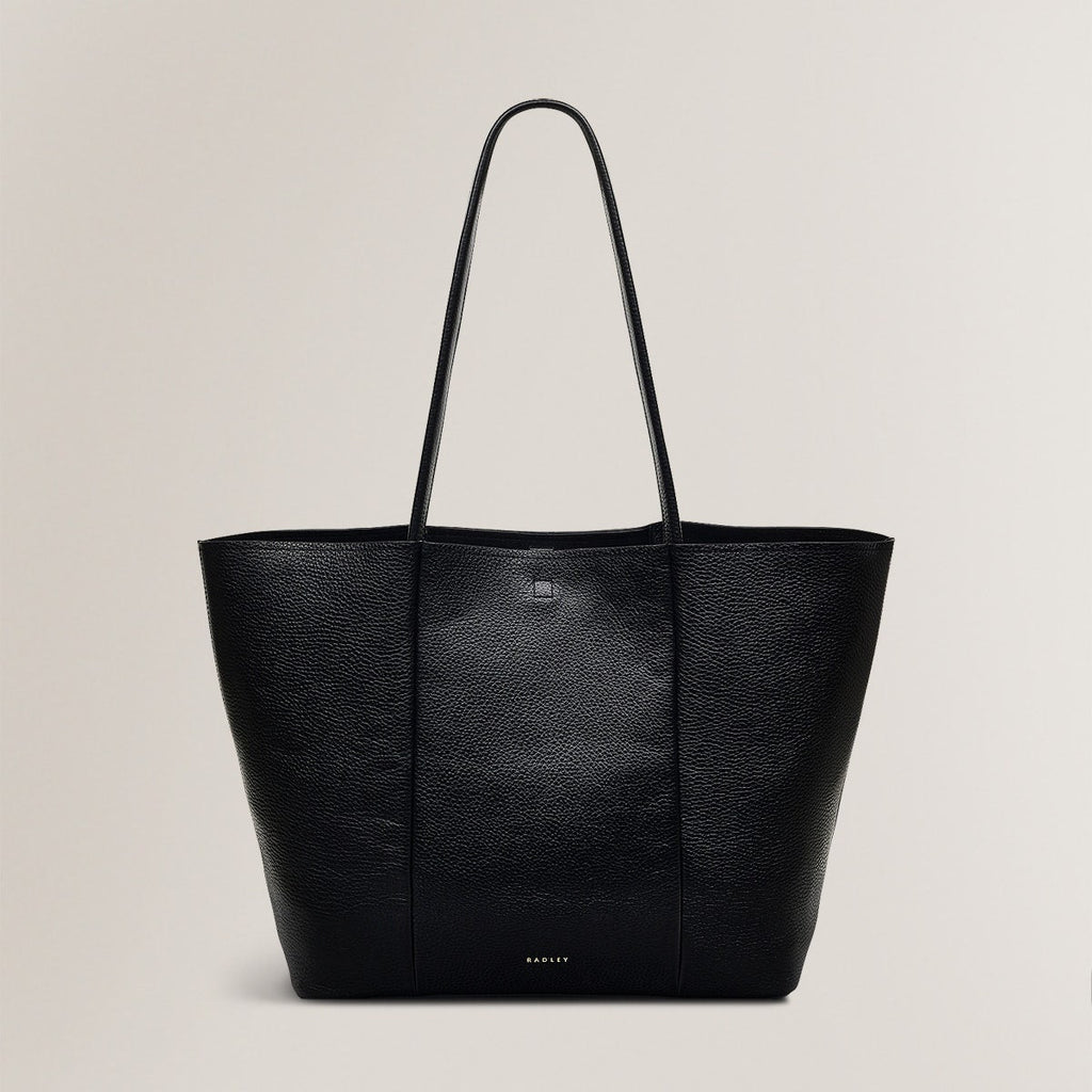 Henrietta Place Leather Large Open Top Tote Bag in Black - H2257001