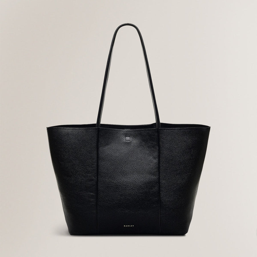 Henrietta Place Leather Large Open Top Tote Bag in Black - H2257001