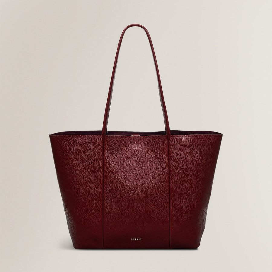 Henrietta Place Leather Large Open Top Tote Bag in Merlot - H2258603