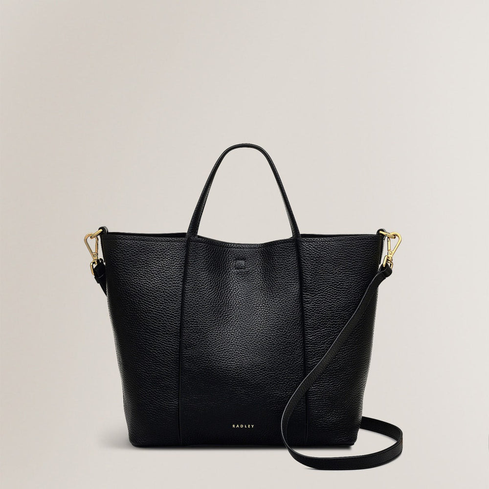 Henrietta Place Leather Medium Open Top Grab Bag in Black - H2260001
