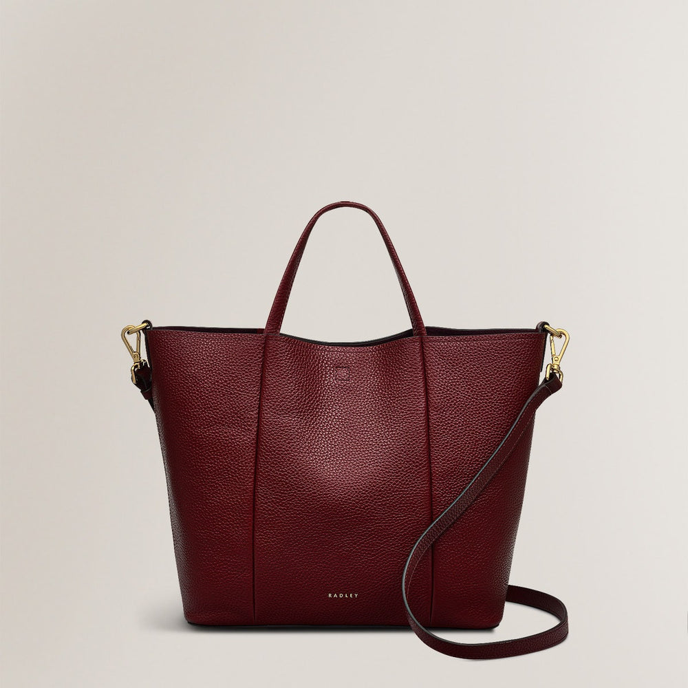 Henrietta Place Leather Medium Open Top Grab Bag in Merlot - H2261603