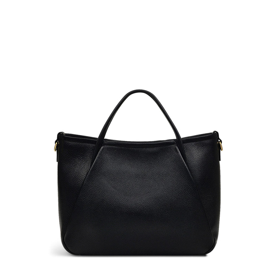 Eastney Street Leather Medium Ziptop Grab Bag in Black - H2323001