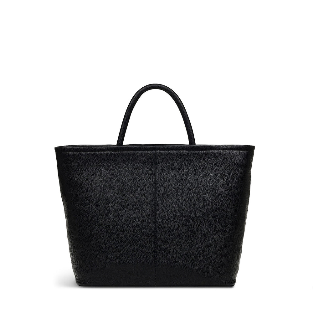 Brompton Crescent Leather Medium Ziptop Grab Bag in Black - H2327001