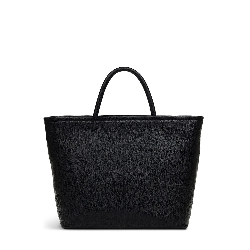 Brompton Crescent Leather Medium Ziptop Grab Bag in Black - H2327001
