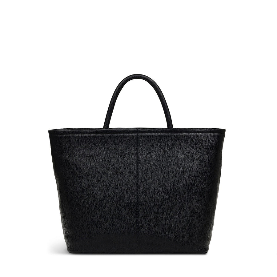 Brompton Crescent Leather Medium Ziptop Grab Bag in Black - H2327001