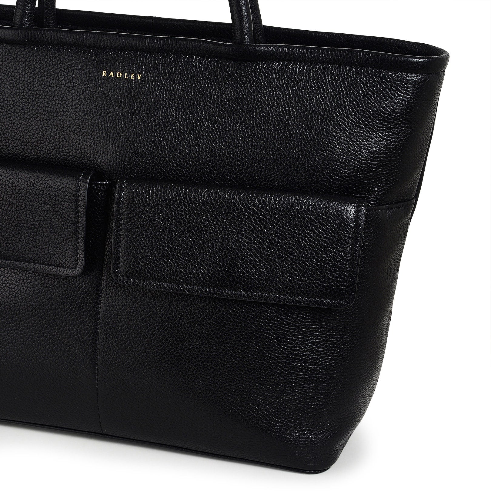 Brompton Crescent Leather Medium Ziptop Grab Bag in Black - H2327001