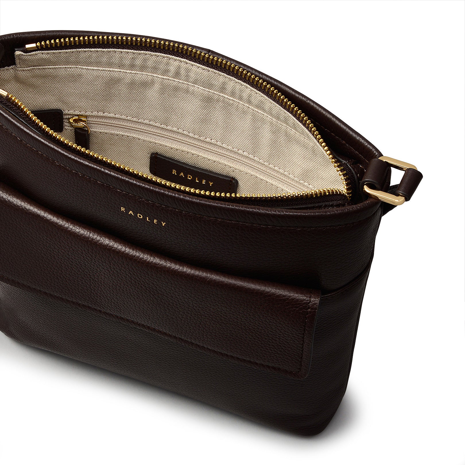 BROMPTON CRESCENT SMALL ZIPTOP CROSSBODY DARK OAK