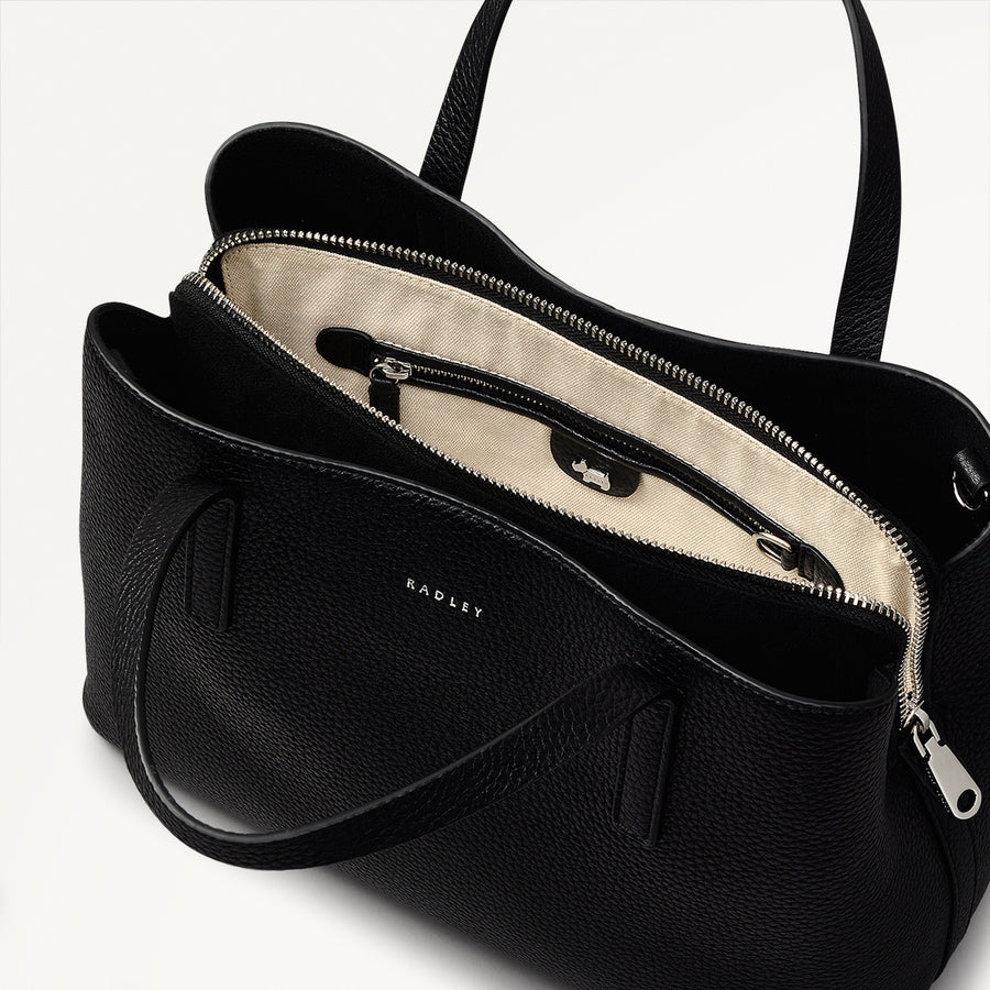 Dukes Place Leather Medium Ziptop Grab Bag in Black - H2464001