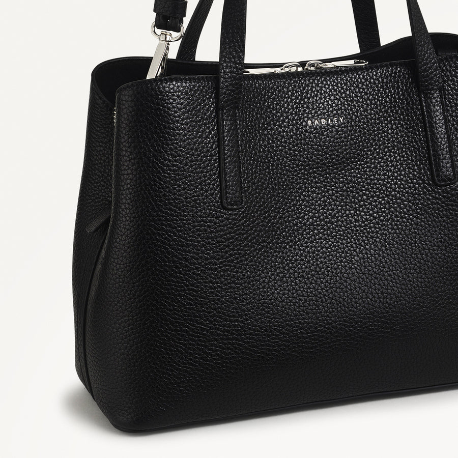 Dukes Place Leather Medium Ziptop Grab Bag in Black - H2464001