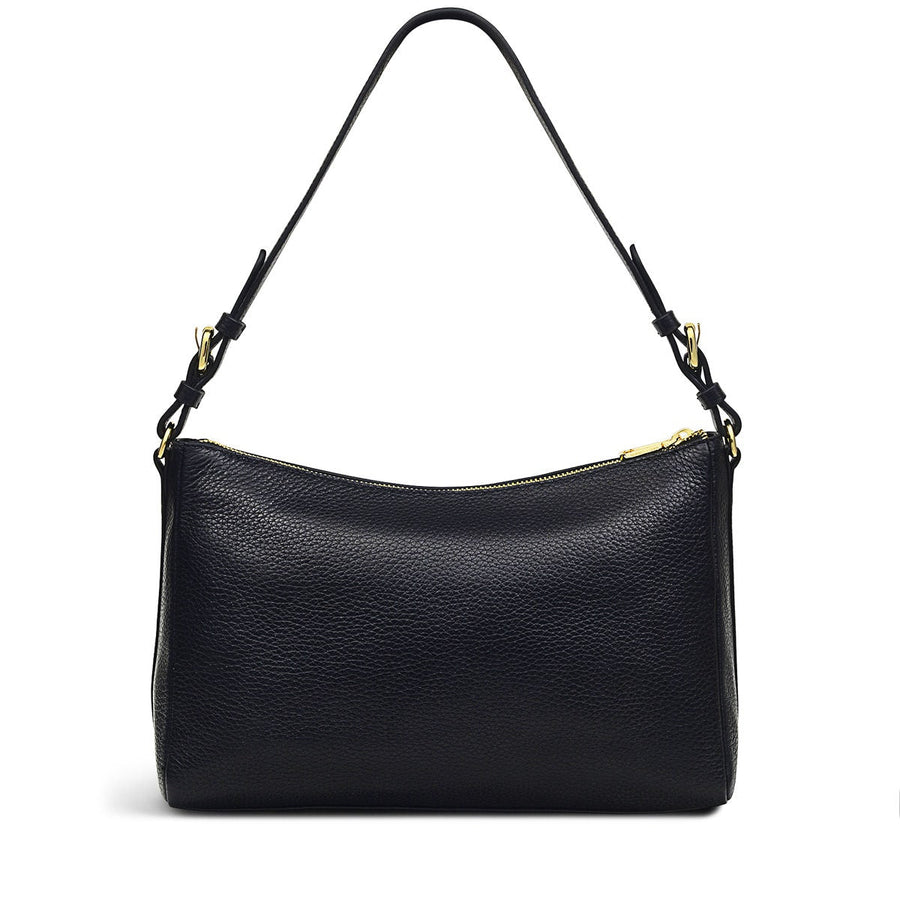 Dukes Place Leather Medium Ziptop Shoulder Bag in Black - H6391001
