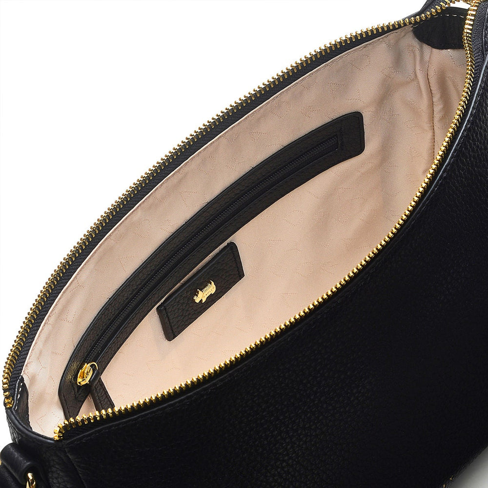 Dukes Place Leather Medium Ziptop Shoulder Bag in Black - H6391001