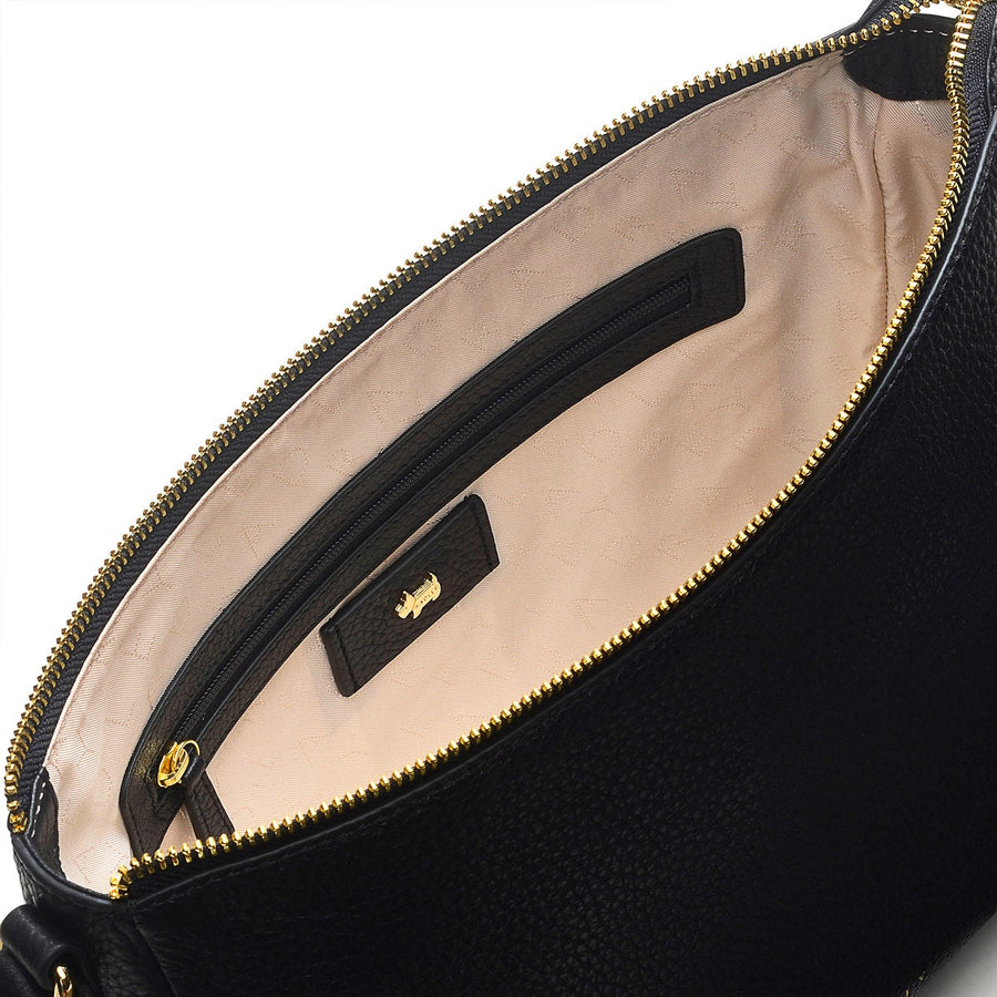 Dukes Place Leather Medium Ziptop Shoulder Bag in Black - H6391001