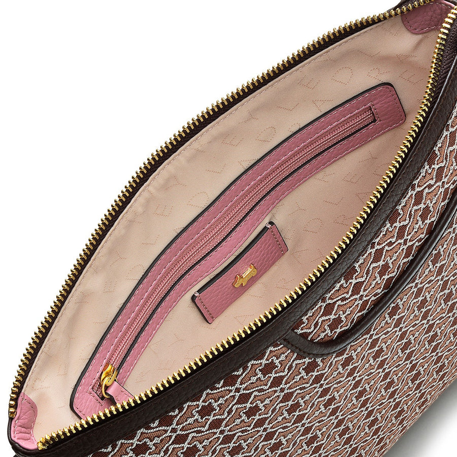 Pockets 2.0 Leather Medium Zip-Top Cross Body Bag in Tortoise - H7603205