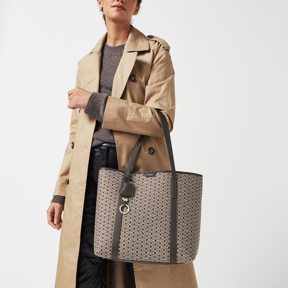 Museum Street Leather Large Open-Top Tote Bag in Tortoise - H7604205