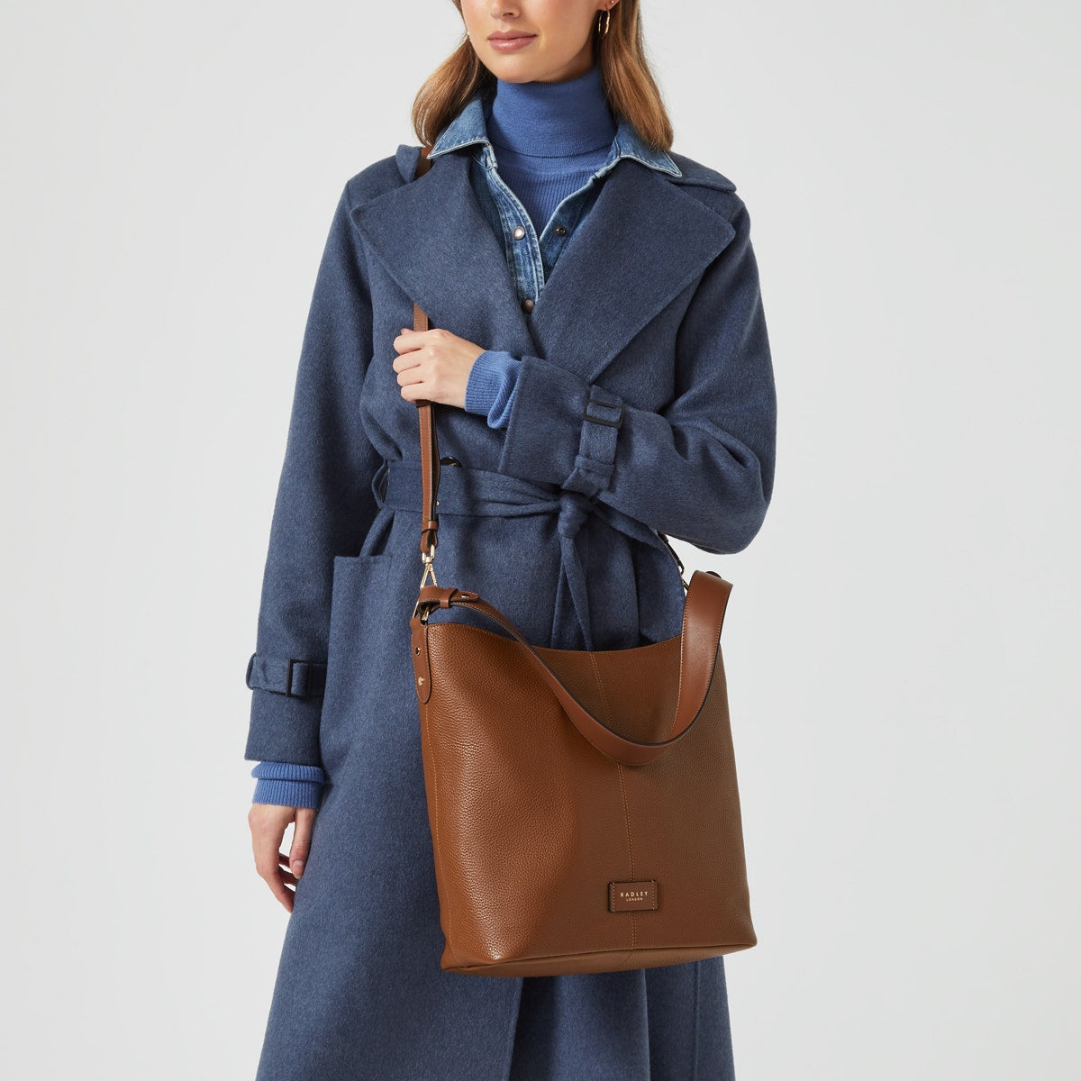 Southwark Lane Leather Large Ziptop Shoulder Bag in Tortoise - H7740205