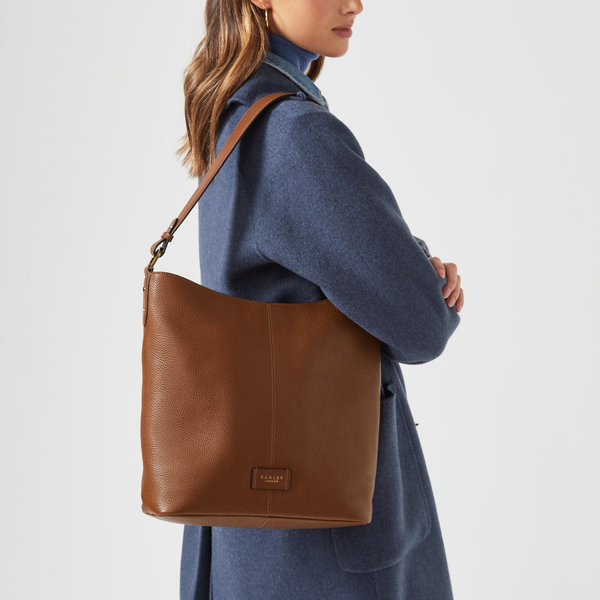 Southwark Lane Leather Large Ziptop Shoulder Bag in Tortoise - H7740205