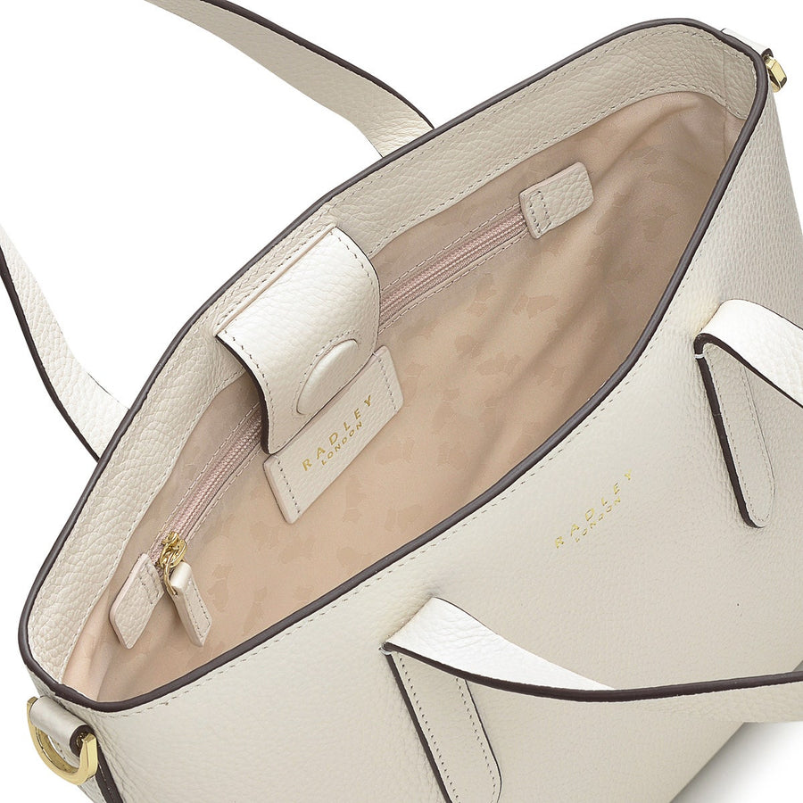 Silk Street Leather Small Open Top Multiway Bag in Chalk - H8059109