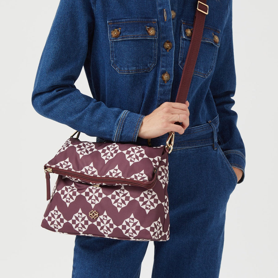 Radley 24/7 Fabric Small Flapover Crossbody Bag in Dark Cherry - H8265609