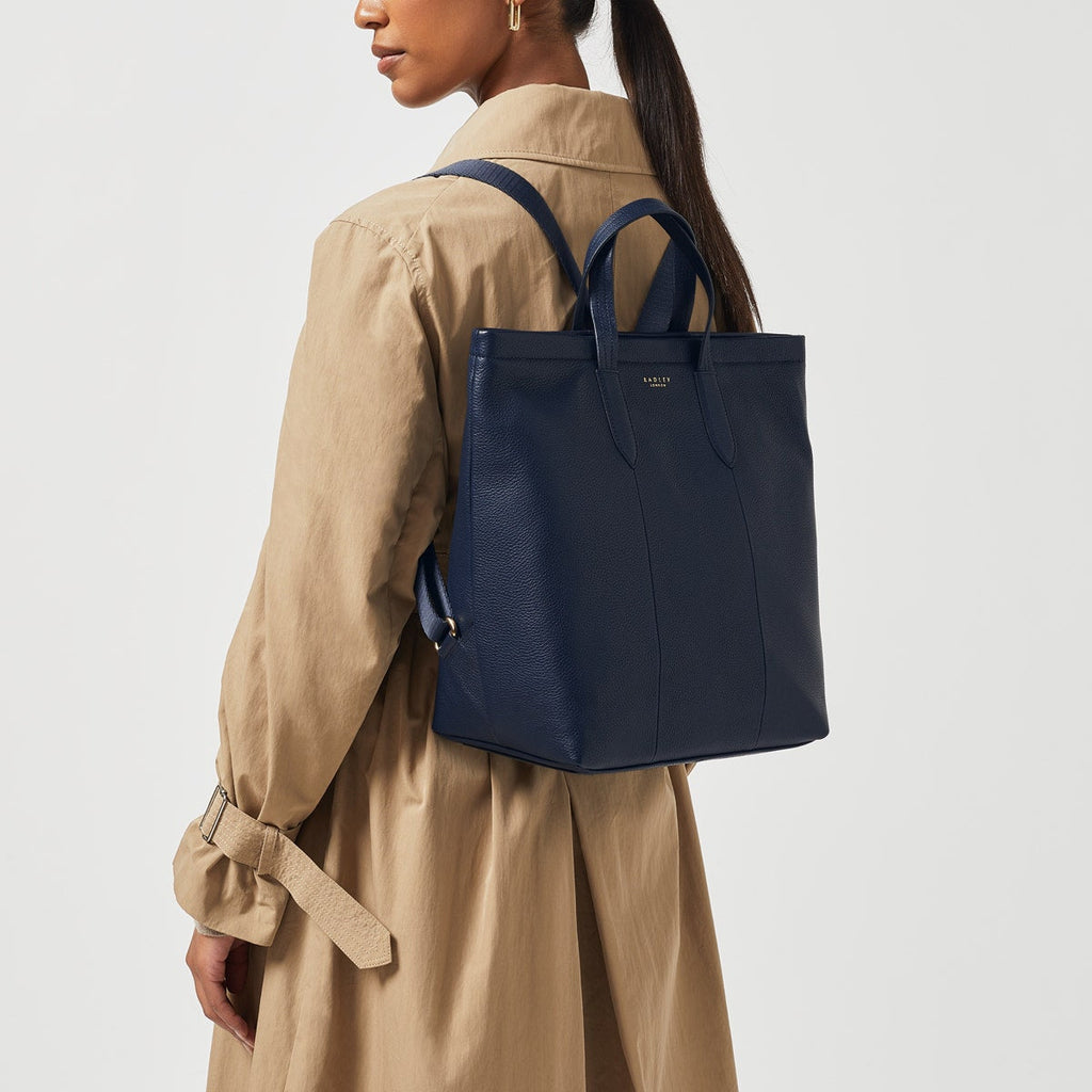 Furze Lane Leather Large Ziptop Backpack in Ink - H8786401