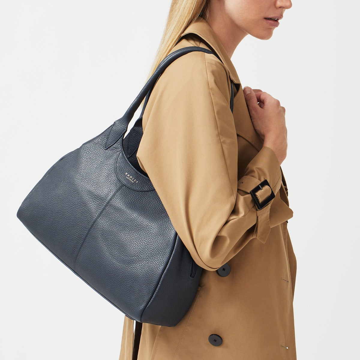 Spruce Gardens Leather Large Ziptop Shoulder Bag in Ink - H8788401