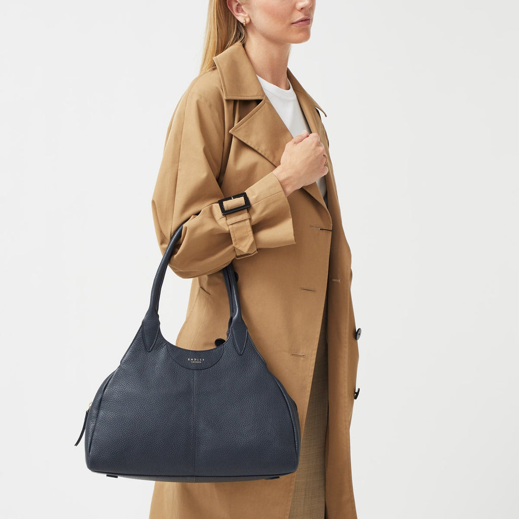 Spruce Gardens Leather Large Ziptop Shoulder Bag in Ink - H8788401