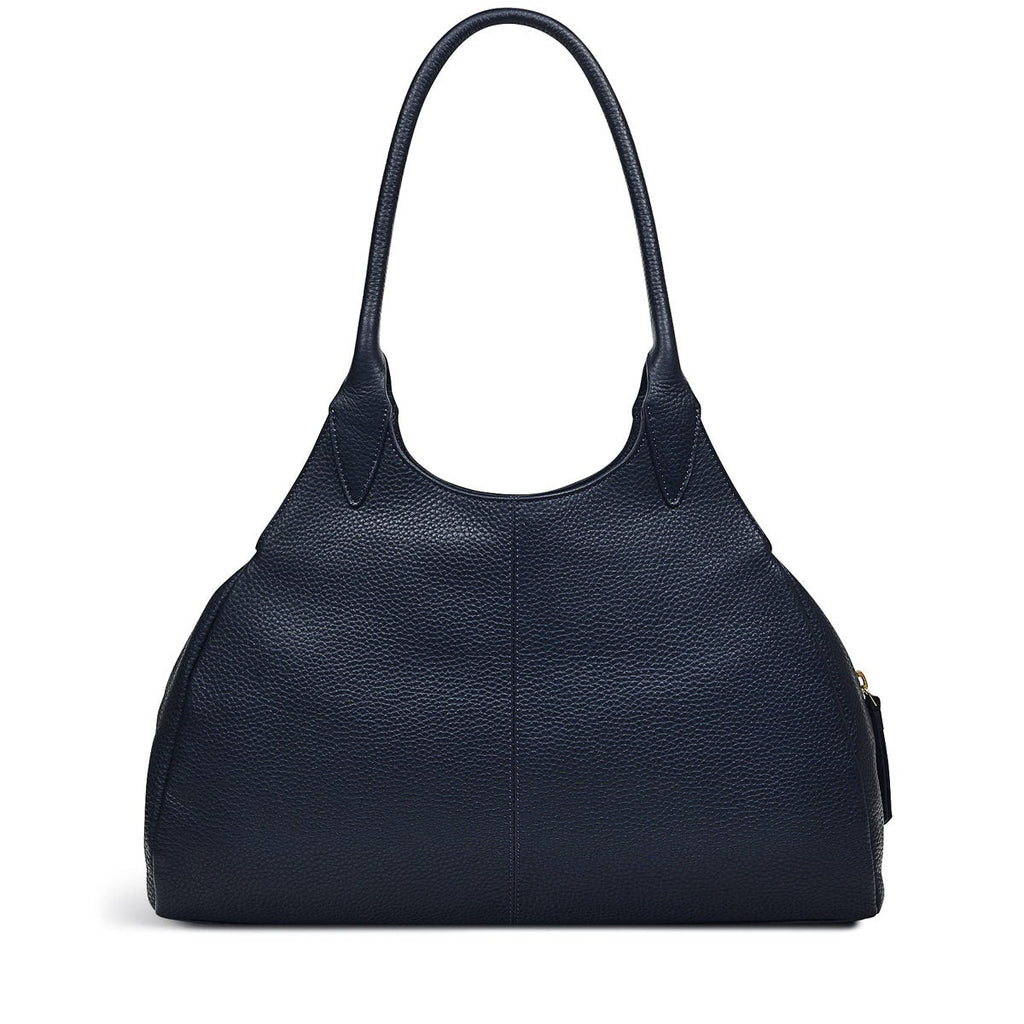 Spruce Gardens Leather Large Ziptop Shoulder Bag in Ink - H8788401