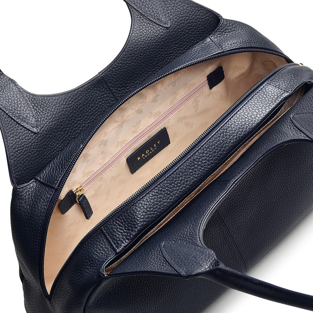 Spruce Gardens Leather Large Ziptop Shoulder Bag in Ink - H8788401