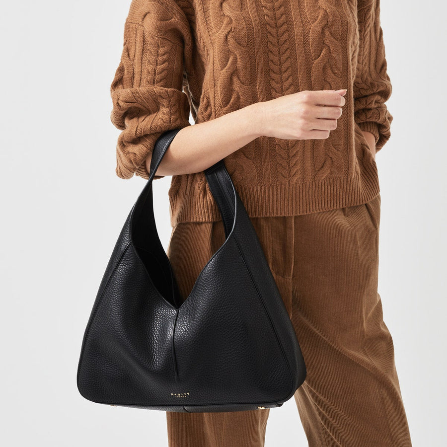 Hillgate Place Leather Large Open Top Shoulder Bag in Black - H8826001