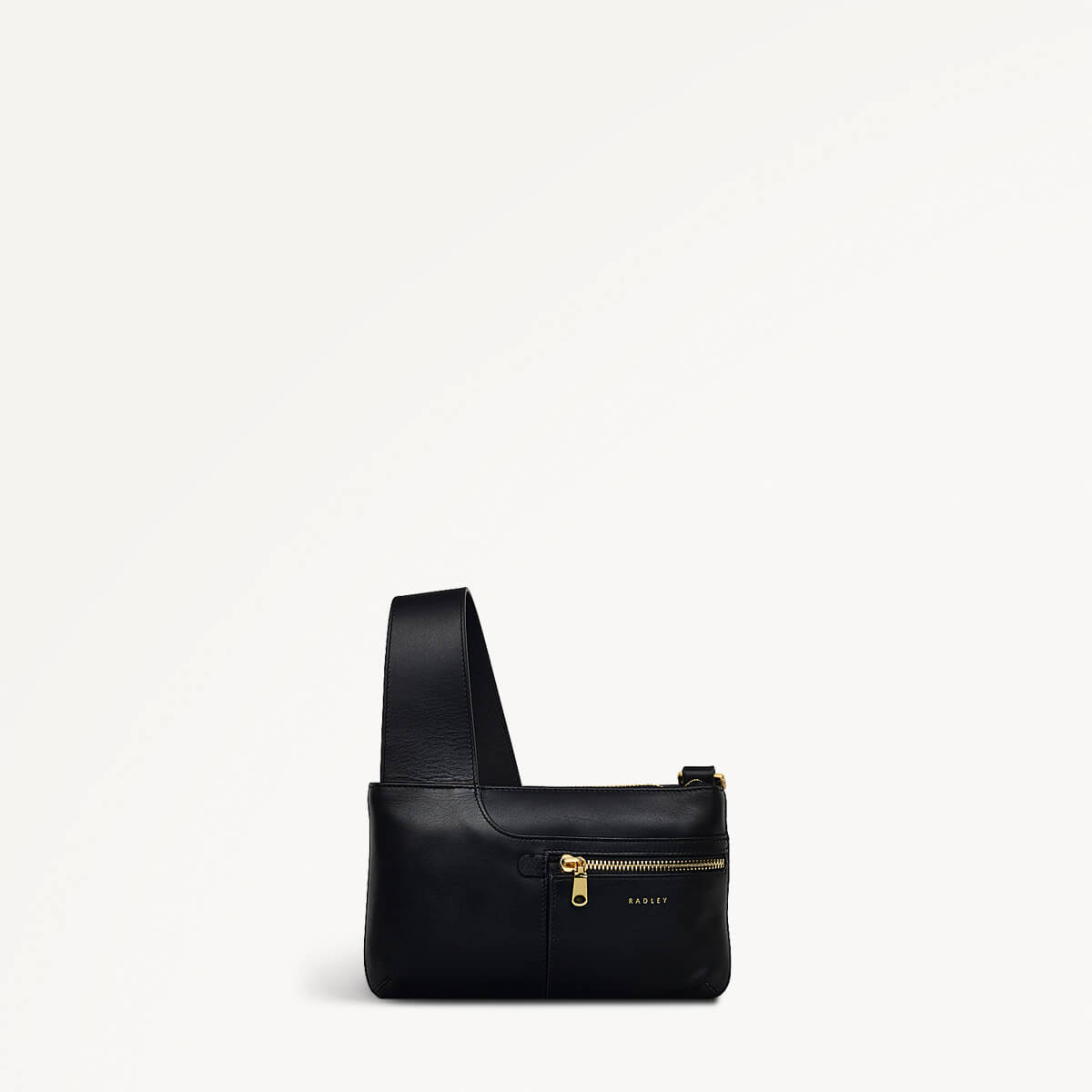 Pockets Leather Mini Ziptop Crossbody Bag in Black - H8848001