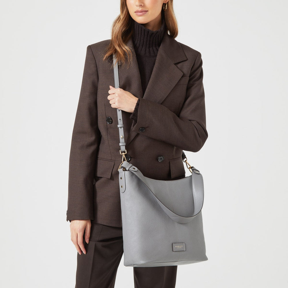 Southwark Lane Leather Large Ziptop Shoulder Bag in Cloud Burst - H9123093