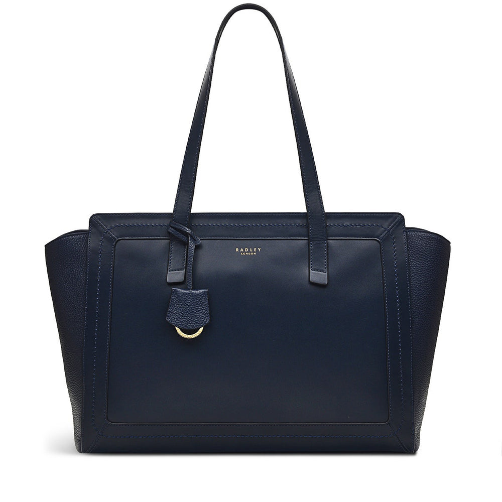 Marston Mews Leather Medium Ziptop Tote Bag in Ink - H9126401