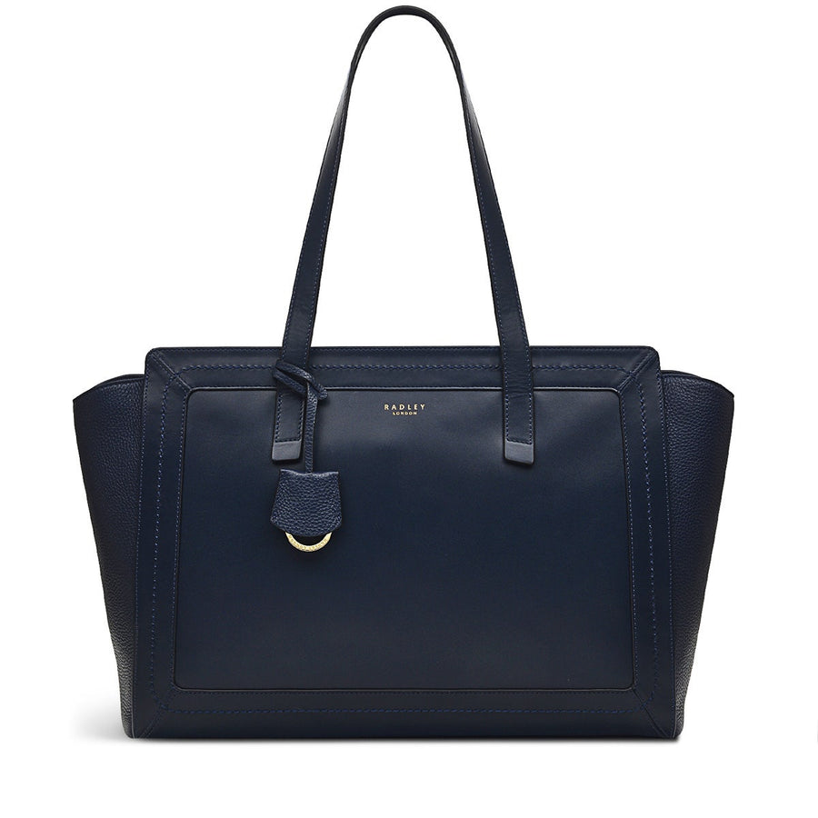 Marston Mews Leather Medium Ziptop Tote Bag in Ink - H9126401