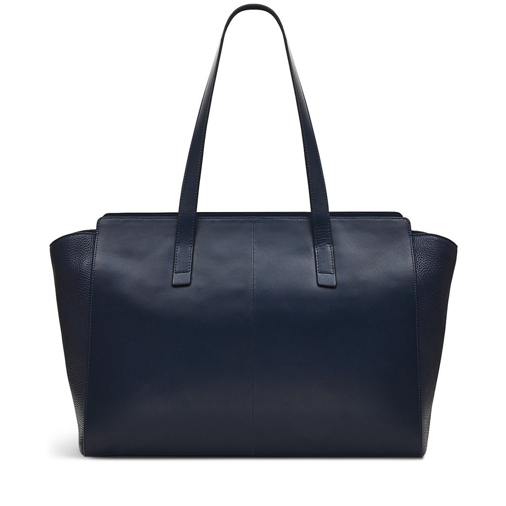 Marston Mews Leather Medium Ziptop Tote Bag in Ink - H9126401