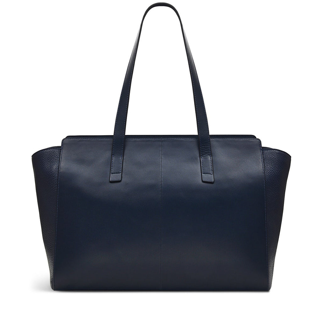 Marston Mews Leather Medium Ziptop Tote Bag in Ink - H9126401