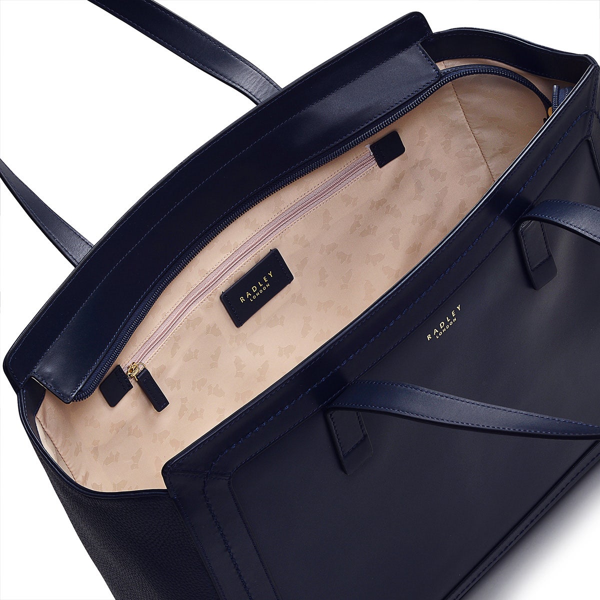 Marston Mews Leather Medium Ziptop Tote Bag in Ink - H9126401