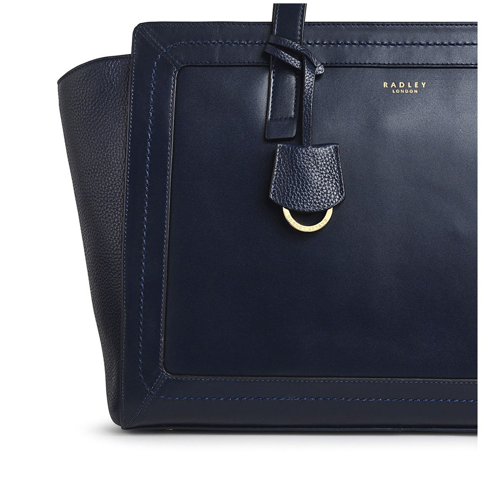 Marston Mews Leather Medium Ziptop Tote Bag in Ink - H9126401