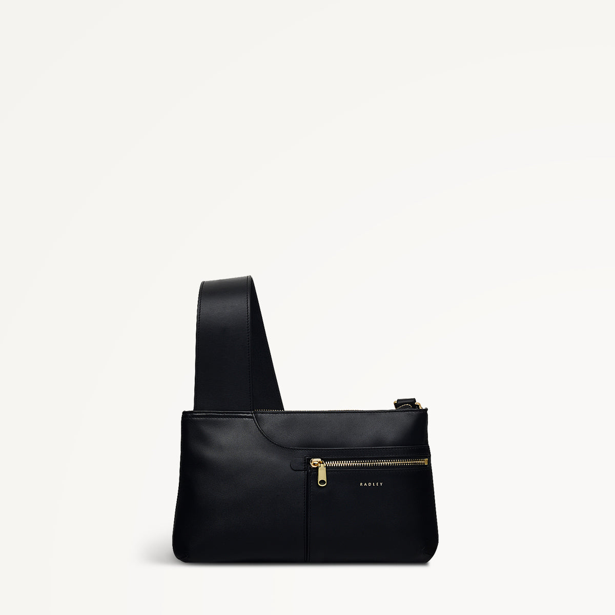 Pockets Leather Small Ziptop Crossbody Bag in Black - H9294001