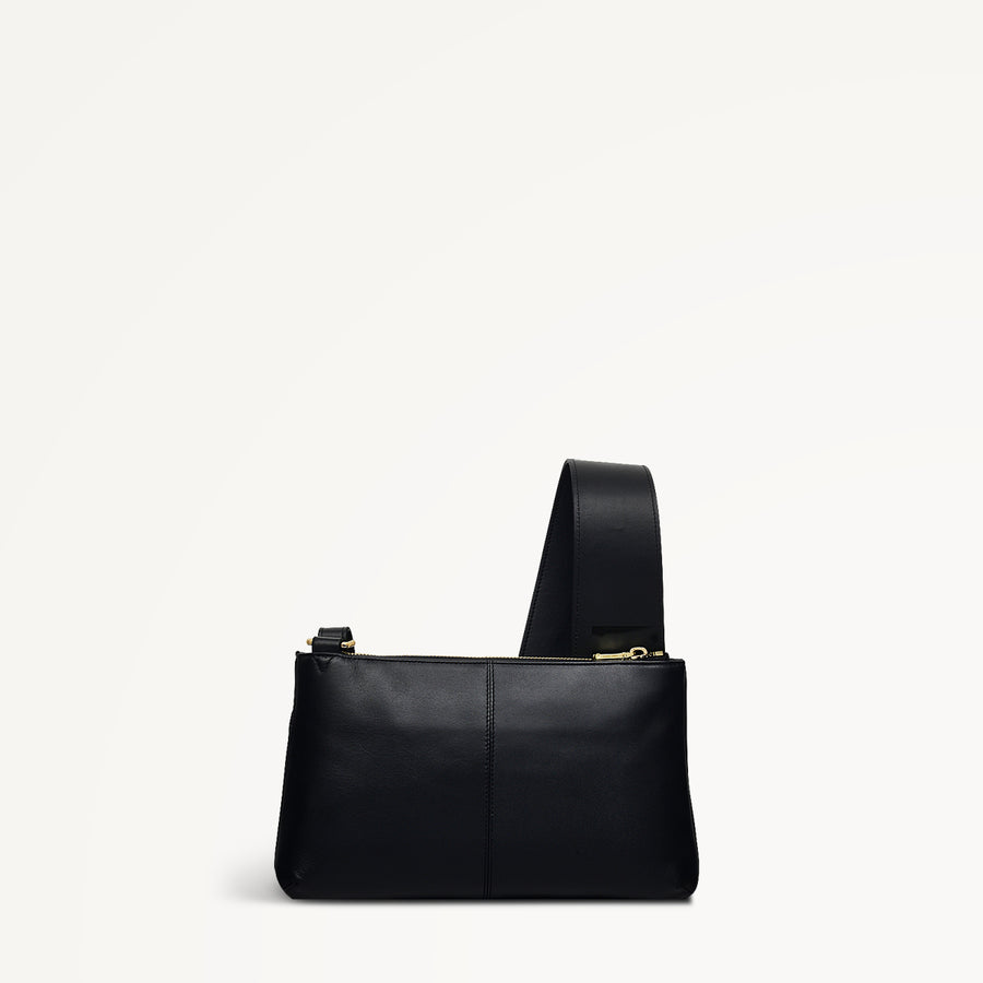 Pockets Leather Small Ziptop Crossbody Bag in Black - H9294001